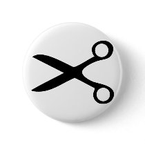 black hairdresser scissors pinback buttons