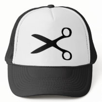 black hairdresser scissors trucker hat