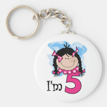 Black Haired Girl I'm Five Key Chain