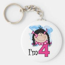 Black Haired Girl I'm Four Keychains