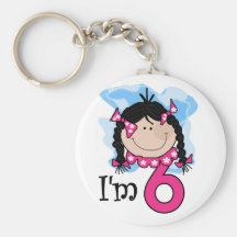 Black Haired Girl I'm Six  Key Chains