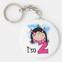 Black Haired Girl I'm Two Key Chain
