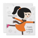 Black Haired Girl Skating Birthday Invitation