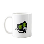 Black Halloween Cat with Skull Coffee Mug