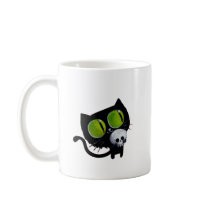Black Halloween Cat with Skull Coffee Mug
