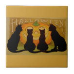 Black Halloween cats and Pumpkin Ceramic Tiles