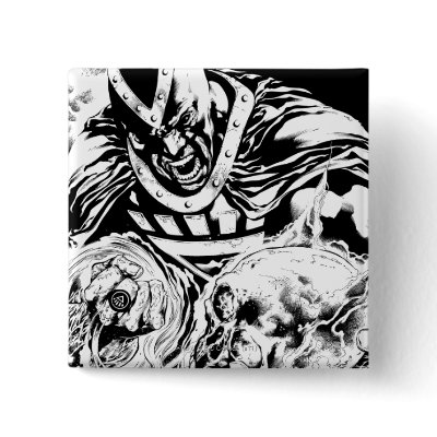 Black Hand with Skull Panel 2 Buttons by greenlantern