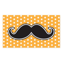Black handlebar moustache on orange polka dots business card templates