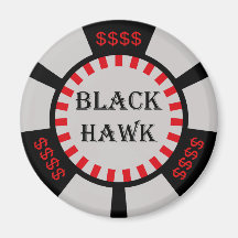 BLACK HAWK POKER CHIP REFRIGERATOR MAGNETS