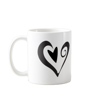 Black Heart in Heart Coffee Mugs by emonation