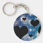 Black hearts and blue lights keychain