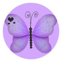 Black Hearts and Purple Butterfly Sticker