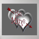 BLACK HEARTS & BE MINE ARROW by SHARON SHARPE posters