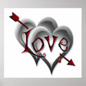 BLACK HEARTS & LOVE ARROW by SHARON SHARPE posters