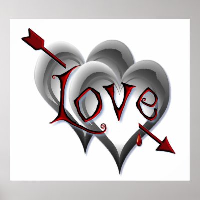 BLACK HEARTS & LOVE ARROW by SHARON SHARPE Poster by sharonsharpe