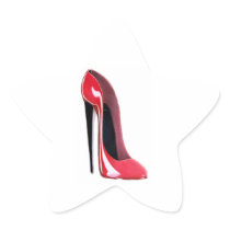 Black Heel Red Stiletto Shoe Star Sticker