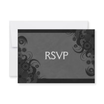Black Hibiscus Elegant Custom RSVP Response Cards