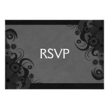 Black Hibiscus Elegant Custom RSVP Response Cards Custom Invitations