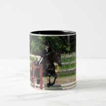 Black Horse Jumping on a Mug