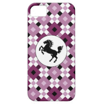 Black Horse on Purple Pattern iPhone 5 Case