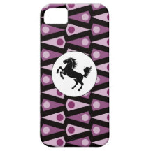 Black Horse on Purple Pattern iPhone 5 Case