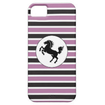 Black Horse on Purple Pattern iPhone 5 Case