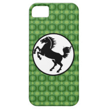 Black Horse Silhouette on Green Pattern iPhone 5 Case