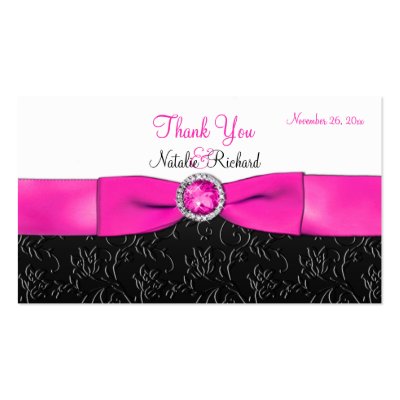 Black, Hot Pink, and White Wedding Favour Tag by NiteOwlStudio