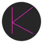 Black Hot Pink Initial K Round Sticker