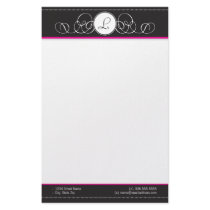 Black & Hot Pink Monogram Stationery