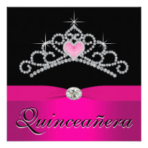 Black Hot Pink Tiara Hot Pink Black Quinceanera Custom Announcement