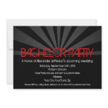 Black Hot Red Lights Bachelor Party Invitation