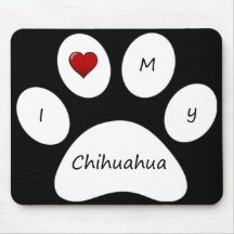 Black I Love My Chihuahua Mouse Pad