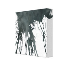 Black Ink Splatter Gallery Wrapped Canvas