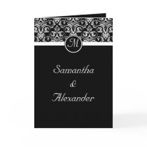 Black  Insignia Monogram Folded Wedding Invitation Cards