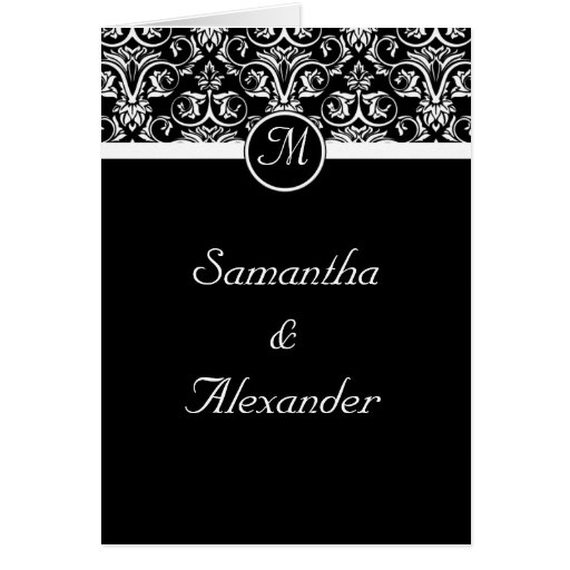 Black  Insignia Monogram Folded Wedding Invitation Cards