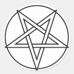 Black Inverted Pentacle Round Sticker