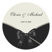 Black Ivory Cream Wedding Favour Label Stickers