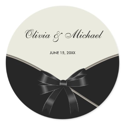 Black Ivory Cream Wedding Favour Label Stickers by WeddingCentral