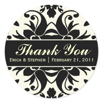 Black & Ivory Damask Inspired Customizable Sticker by notepourri