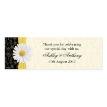 Black, Ivory, Gold Daisy Wedding Favour Tags Business Card
