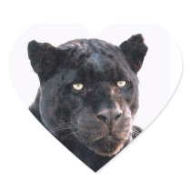 Black Jaguar Heart Stickers