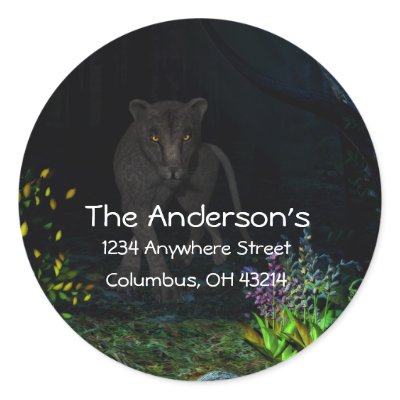 Black Jaguar in the Woods Address Labels Sticker by mrssocolov4