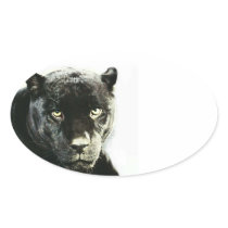 Black Jaguar Panther Oval Sticker