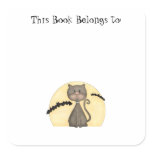 Black Kitty w/ Bats Square Stickers