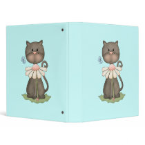 Black Kitty w/ Flower Vinyl Binder