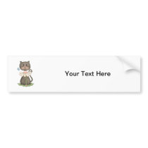 Black Kitty w/ Flower Bumper Sticker