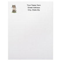 Black Kitty w/ Flower Letterhead