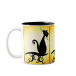 Black Kitty Watching You Mugs