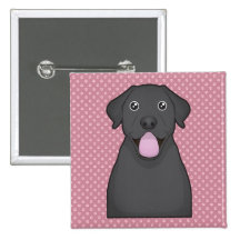 Black Lab Cartoon Pinback Button